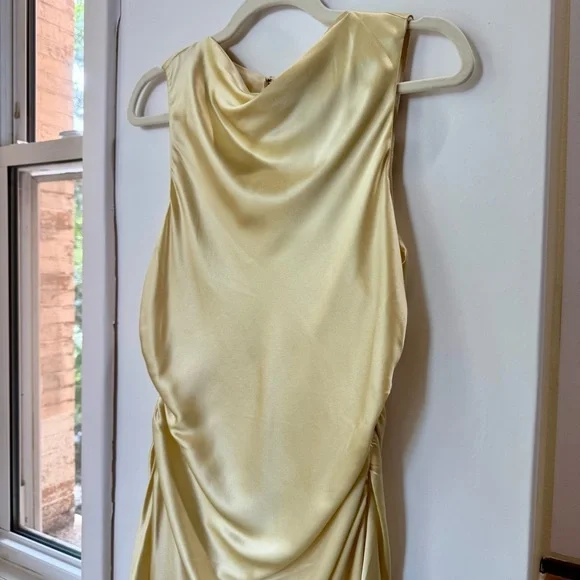 NWT Reformation Logan Silk Dress Long Maxi Wedding Sleeveless in Blonde Yellow 8